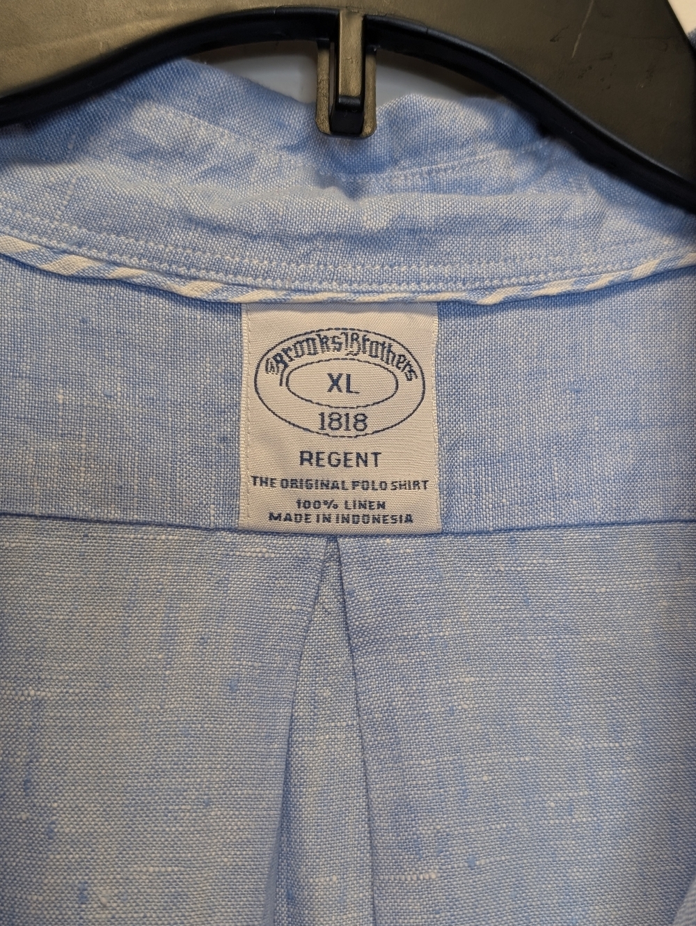 Brooks Brothers Linen Shirt XL Light Blue Button Front Short Sleeve Textured - Picture 3 of 13
